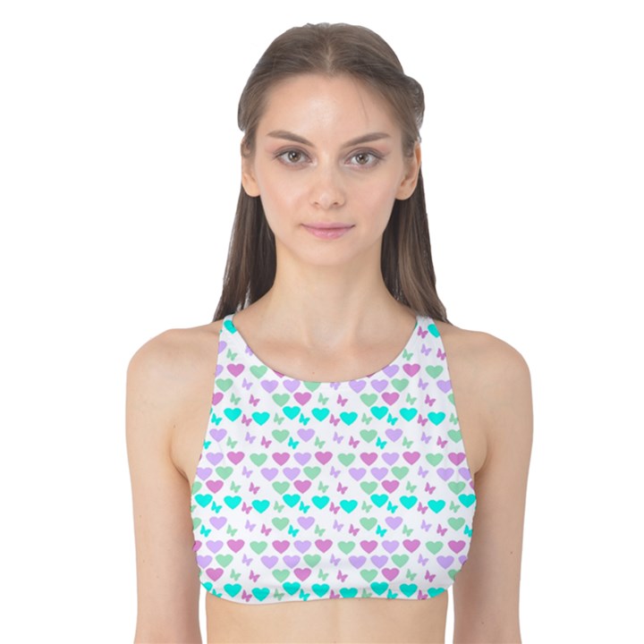 Hearts Butterflies White 1200 Tank Bikini Top