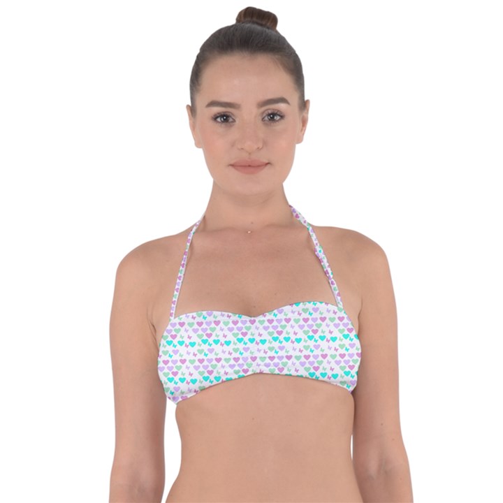 Hearts Butterflies White 1200 Halter Bandeau Bikini Top