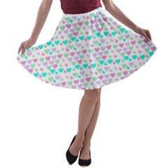 Hearts Butterflies White 1200 A-line Skater Skirt by snowwhitegirl