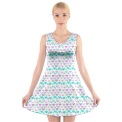 Hearts Butterflies White 1200 V-neck Sleeveless Dress by snowwhitegirl