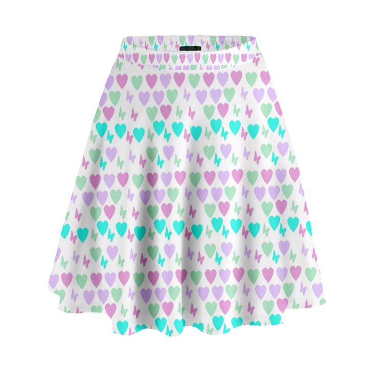 Hearts Butterflies White 1200 High Waist Skirt