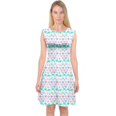 Hearts Butterflies White 1200 Capsleeve Midi Dress by snowwhitegirl