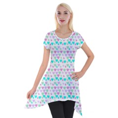 Hearts Butterflies White 1200 Short Sleeve Side Drop Tunic by snowwhitegirl