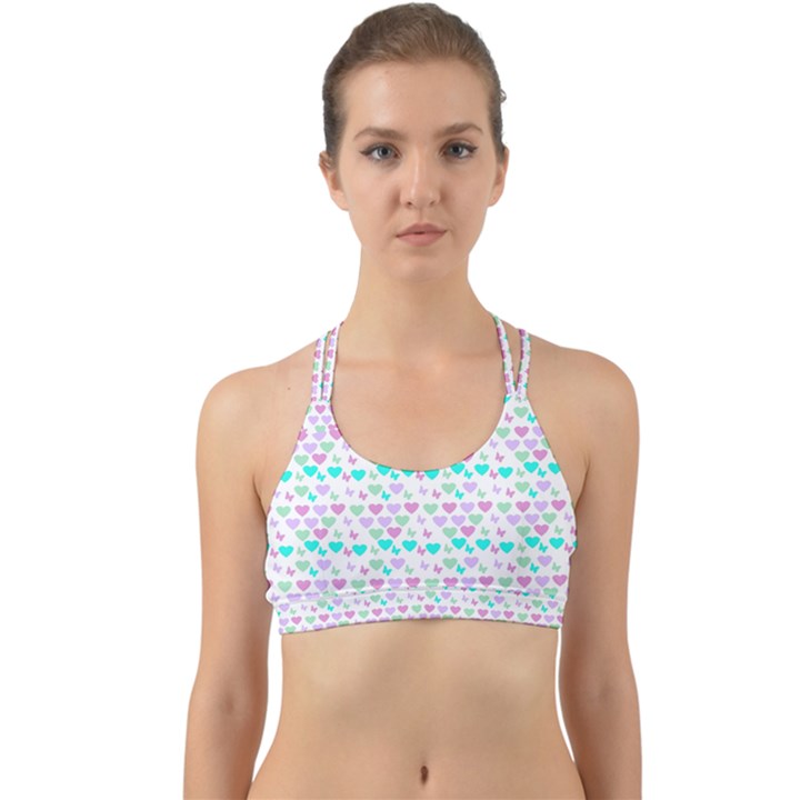 Hearts Butterflies White 1200 Back Web Sports Bra