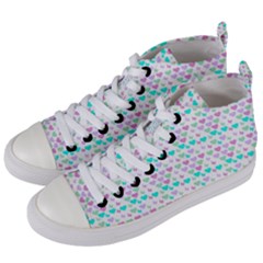 Hearts Butterflies White 1200 Women s Mid-top Canvas Sneakers by snowwhitegirl