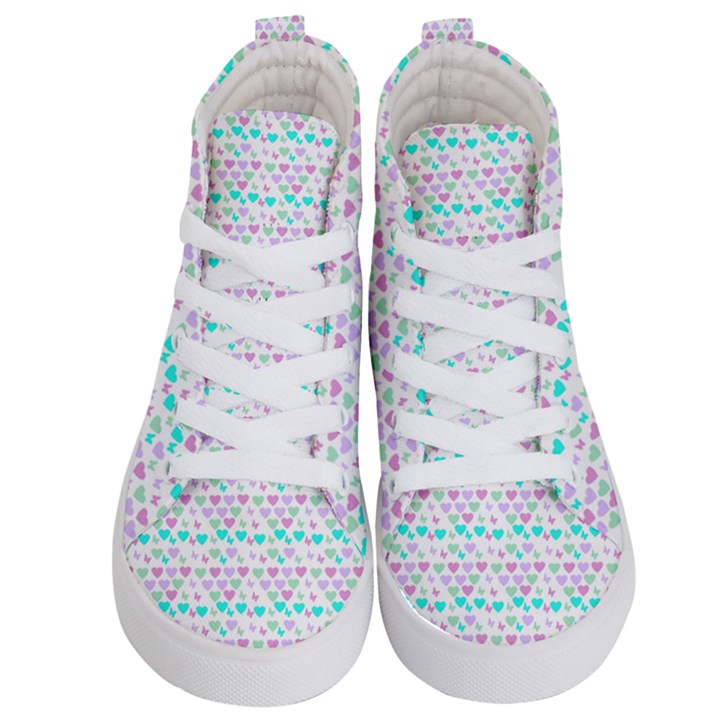 Hearts Butterflies White 1200 Kid s Hi-Top Skate Sneakers