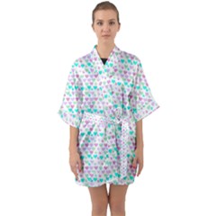 Hearts Butterflies White 1200 Quarter Sleeve Kimono Robe by snowwhitegirl