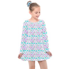 Hearts Butterflies White 1200 Kids  Long Sleeve Dress by snowwhitegirl