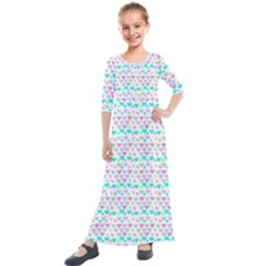 Hearts Butterflies White 1200 Kids  Quarter Sleeve Maxi Dress by snowwhitegirl