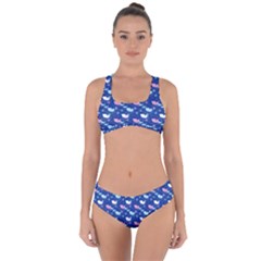 Snow Sleigh Deer Blue Criss Cross Bikini Set by snowwhitegirl