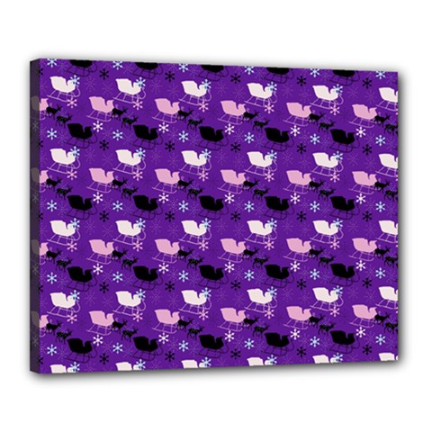 Snow Sleigh Deer Purple Canvas 20  X 16  by snowwhitegirl