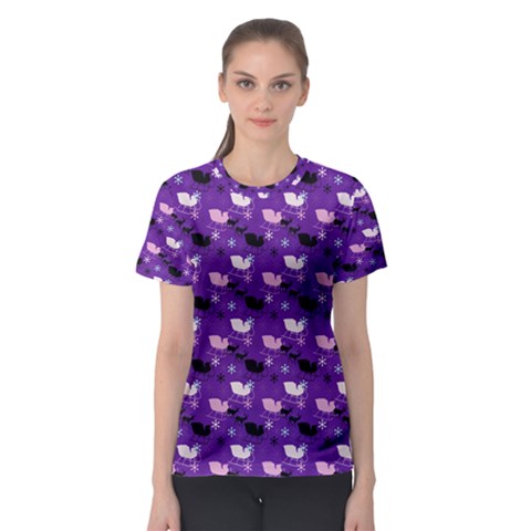 Snow Sleigh Deer Purple Women s Sport Mesh Tee by snowwhitegirl