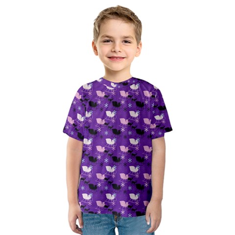 Snow Sleigh Deer Purple Kids  Sport Mesh Tee by snowwhitegirl