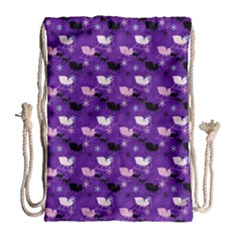 Snow Sleigh Deer Purple Drawstring Bag (large) by snowwhitegirl