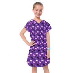 Snow Sleigh Deer Purple Kids  Drop Waist Dress by snowwhitegirl