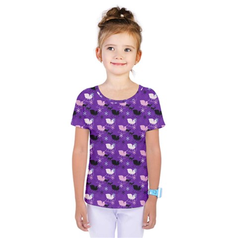 Snow Sleigh Deer Purple Kids  One Piece Tee by snowwhitegirl