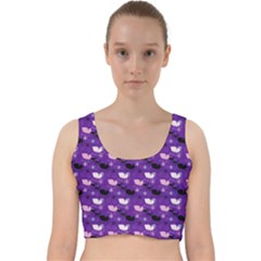 Snow Sleigh Deer Purple Velvet Racer Back Crop Top by snowwhitegirl