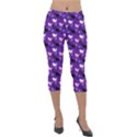 Snow Sleigh Deer Purple Lightweight Velour Capri Leggings  View1