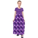 Snow Sleigh Deer Purple Kids  Short Sleeve Maxi Dress View1