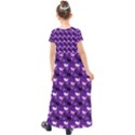 Snow Sleigh Deer Purple Kids  Short Sleeve Maxi Dress View2