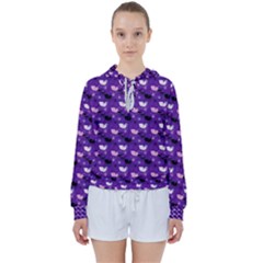 Snow Sleigh Deer Purple Women s Tie Up Sweat by snowwhitegirl