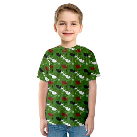 Snow Sleigh Deer Green Kids  Sport Mesh Tee by snowwhitegirl