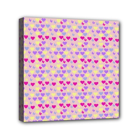 Hearts Butterflies Pink 1200 Mini Canvas 6  X 6  by snowwhitegirl