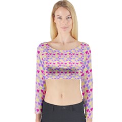 Hearts Butterflies Pink 1200 Long Sleeve Crop Top by snowwhitegirl