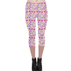 Hearts Butterflies Pink 1200 Capri Leggings  by snowwhitegirl