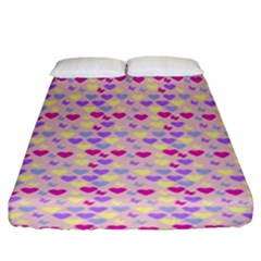 Hearts Butterflies Pink 1200 Fitted Sheet (king Size) by snowwhitegirl