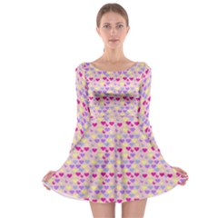 Hearts Butterflies Pink 1200 Long Sleeve Skater Dress by snowwhitegirl