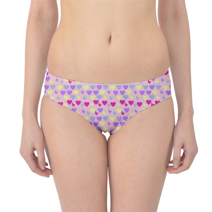 Hearts Butterflies Pink 1200 Hipster Bikini Bottoms