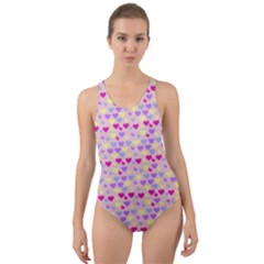 Hearts Butterflies Pink 1200 Cut-out Back One Piece Swimsuit by snowwhitegirl