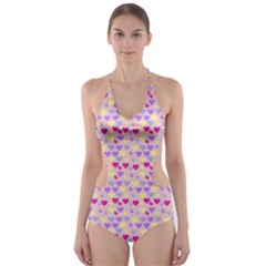 Hearts Butterflies Pink 1200 Cut-out One Piece Swimsuit by snowwhitegirl