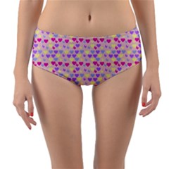 Hearts Butterflies Pink 1200 Reversible Mid-waist Bikini Bottoms by snowwhitegirl