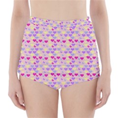 Hearts Butterflies Pink 1200 High-waisted Bikini Bottoms by snowwhitegirl