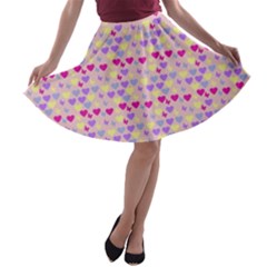 Hearts Butterflies Pink 1200 A-line Skater Skirt by snowwhitegirl