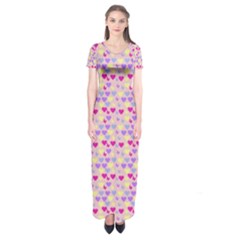 Hearts Butterflies Pink 1200 Short Sleeve Maxi Dress by snowwhitegirl