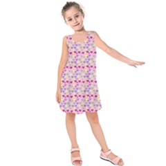 Hearts Butterflies Pink 1200 Kids  Sleeveless Dress by snowwhitegirl