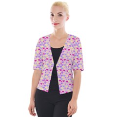 Hearts Butterflies Pink 1200 Cropped Button Cardigan by snowwhitegirl