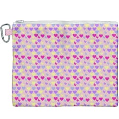 Hearts Butterflies Pink 1200 Canvas Cosmetic Bag (xxxl) by snowwhitegirl