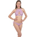 Hearts Butterflies Pink 1200 Cross Front Halter Bikini Set View1