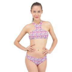 Hearts Butterflies Pink 1200 High Neck Bikini Set by snowwhitegirl