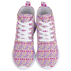 Hearts Butterflies Pink 1200 Women s Lightweight High Top Sneakers by snowwhitegirl