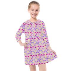 Hearts Butterflies Pink 1200 Kids  Quarter Sleeve Shirt Dress by snowwhitegirl