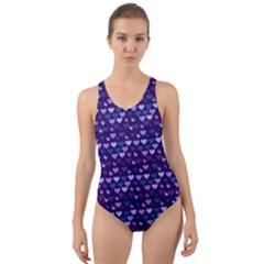 Hearts Butterflies Blue Cut-out Back One Piece Swimsuit by snowwhitegirl