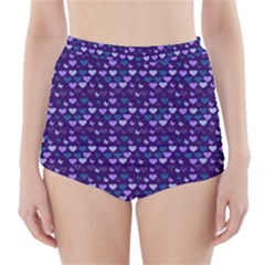 Hearts Butterflies Blue High-waisted Bikini Bottoms by snowwhitegirl