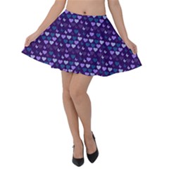 Hearts Butterflies Blue Velvet Skater Skirt by snowwhitegirl