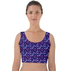 Hearts Butterflies Blue Velvet Crop Top