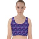 Hearts Butterflies Blue Velvet Racer Back Crop Top View1